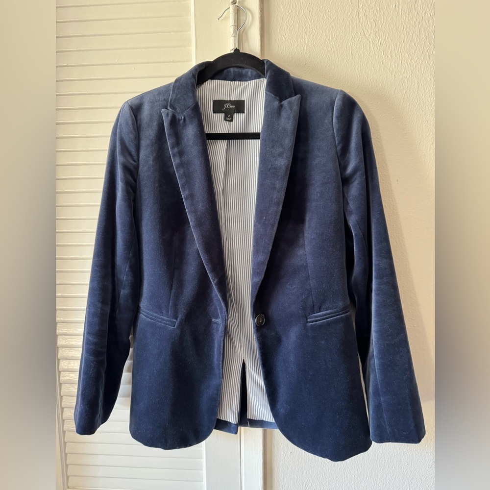 J. Crew Deep Blue Velvet Blazer - Picture 2 of 5